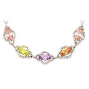 Sterling Silver 16inch Multicolor CZ Necklace